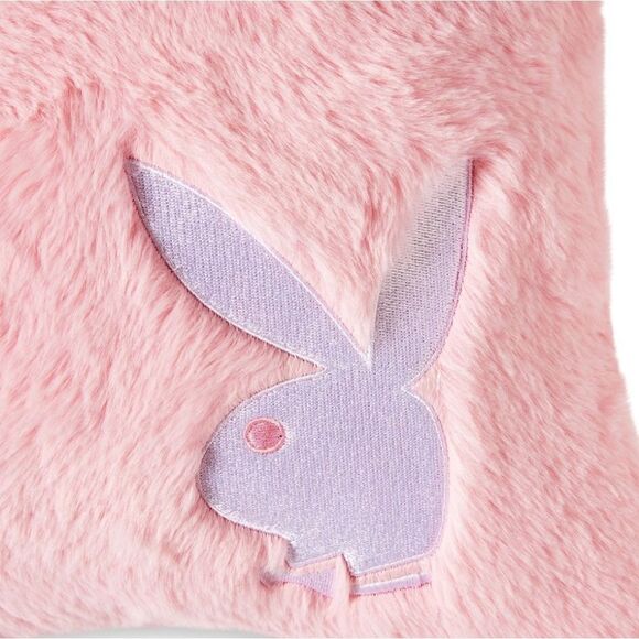 Playboy Pink Faux Fur Reversible 20" Accent Pillow - Picture 4 of 7